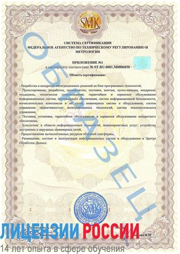 Образец сертификата соответствия (приложение) Голицыно Сертификат ISO 27001